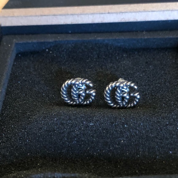 Initial "G" 925 Sterling Silver Studs Fashion Earrings - Picture 2 of 7